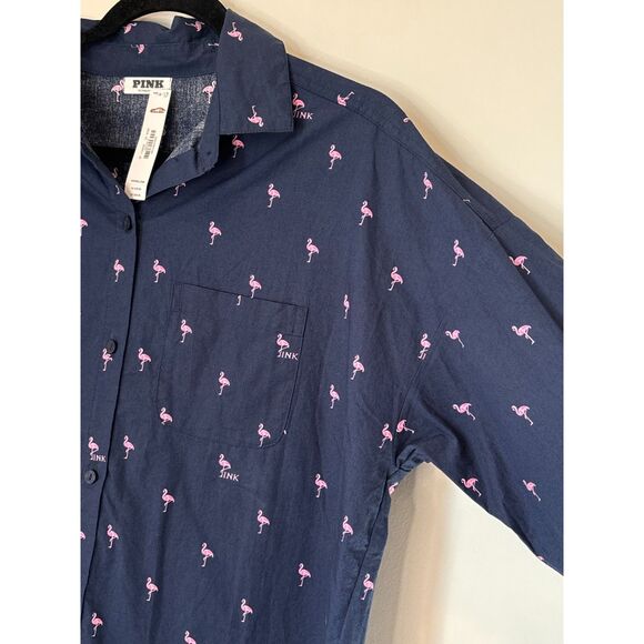 PINK Victoria Secret Flamingo Classic Oversized Shirt XS-Small NEW a46 - Picture 5 of 11